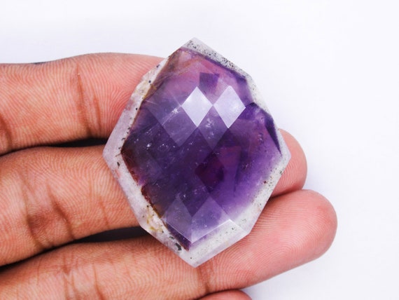 Trapiche Amethyst Gemstone: Faceted Bicolor Fancy Cut (51.00 CT)