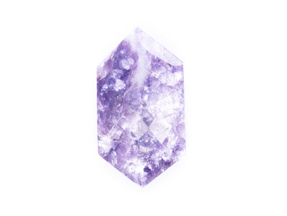 Purple Star Lepidolite Gemstone: Hexagon Faceted Briolette, 36 Carats