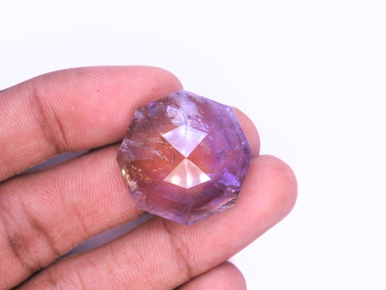 Natural Ametrine Gemstone, Octagon Shape Gemstone, Faceted Cut Gemstone, Handmade Gemstone For Jewelry Making. image 4