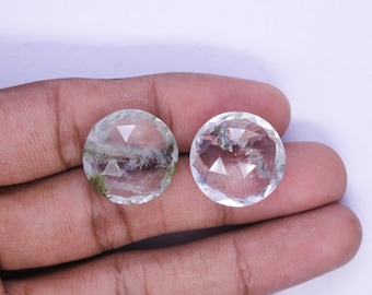 Natural Pyrite In Quartz Gemstone, Round Shape Quartz, Faceted Briolettes Gemstone, Pyrite In Crystal Quartz For Healing Crystal.