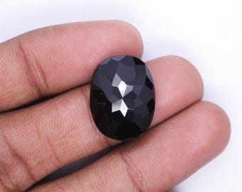 Rose Cut Black Spinel Gemstone, 19.00 Ct Faceted Natural Spinel For Ring Making