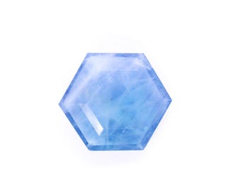 Pietra preziosa naturale di fluorite blu, taglio esagonale sfaccettato, 22 carati per la creazione di gioielli.