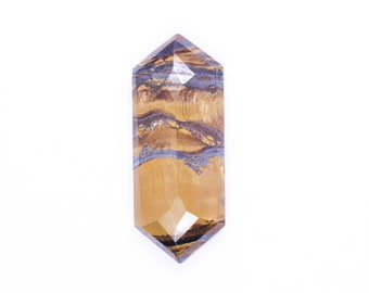 Natural Tiger Eye Gemstone, Hexagon Shape Tiger Eye Cabochon, Faceted Iron Tiger Eye Loose Gemstone Pendant