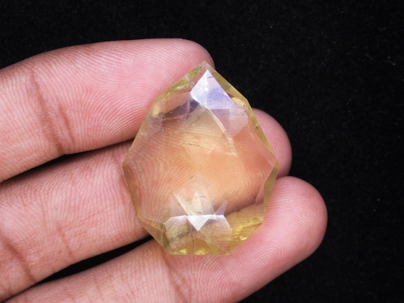 Natural Lemon Quartz Gemstone: Fancy Yellow Briolette, 31 Carats