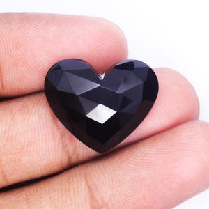 Faceted Black Onyx Heart Cabochon Gemstone (16x20x7mm)