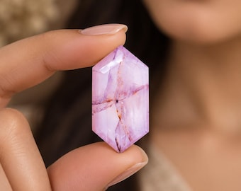 Natural Rose Quartz Hexagon Cut Loose Gemstone, 32 Cts Pink Faceted Stone, Madagascar