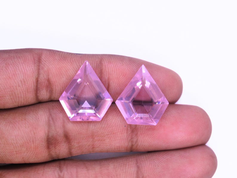 Natural Pink Zircon Gemstone Pair, Diamond Cut Faceted Zircon, Pink Colour Earrings.