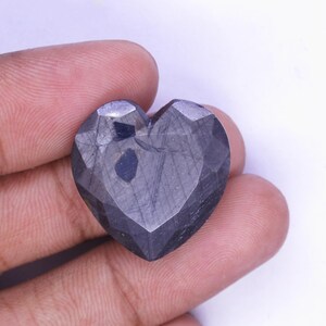 35,00 ct Blå stjärnsafir/ Facetterad safir/ Smyckestillverkning 22x21x8 mm/ Obehandlad safir/ Naturlig safir/ Hjärtformad blå safir bild 5