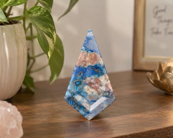 Natural Shattuckite Gemstone, Blue Green Polished Crystal Stone