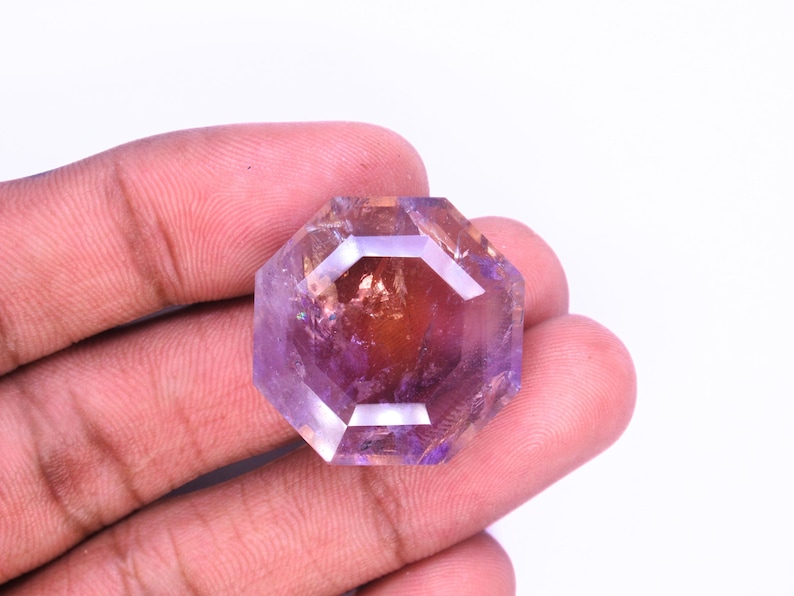 Natural Ametrine Gemstone, Octagon Shape Gemstone, Faceted Cut Gemstone, Handmade Gemstone For Jewelry Making. image 1