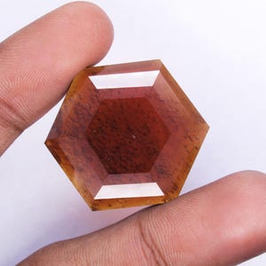 Hexagon Shape Hessonite Garnet Gemstones, Faceted Cut Natural Hessonite Garnet, Clean Red Color Hessonite Garnet For Halloween Jewelry