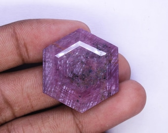 Natuurlijke roze sterrobijn, zeshoekige vorm, gefacetteerd geslepen voor sieraden