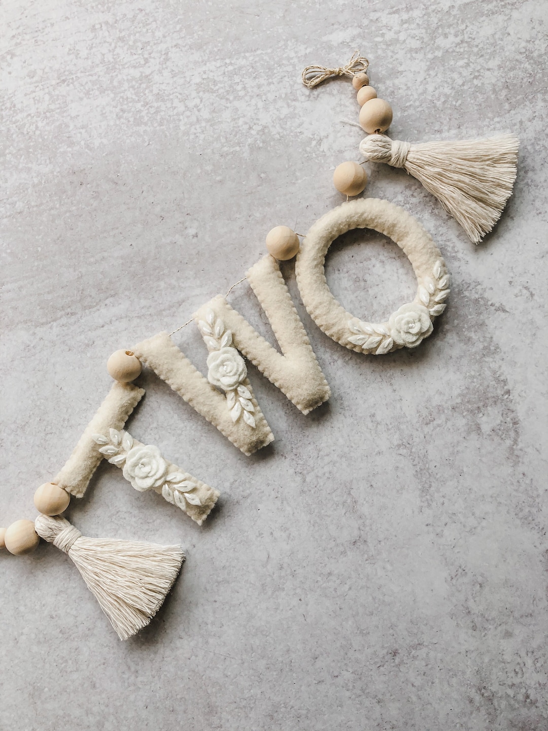 Floral Felt Letter Banner L Highchair Banner L Neutral Boho Letters Etsy