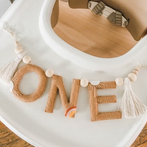 Sunshine Boho Rainbow Letter Banner l Highchair Banner l Neutral Boho Letters