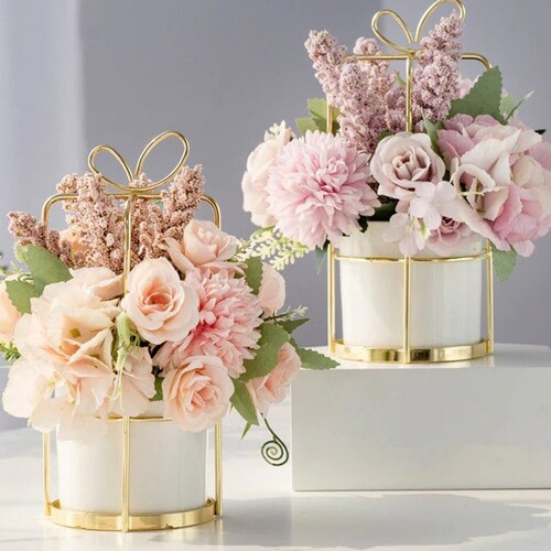 Fake Artificial Flower Bouquet With Vase / Flower Arrangements Etsy