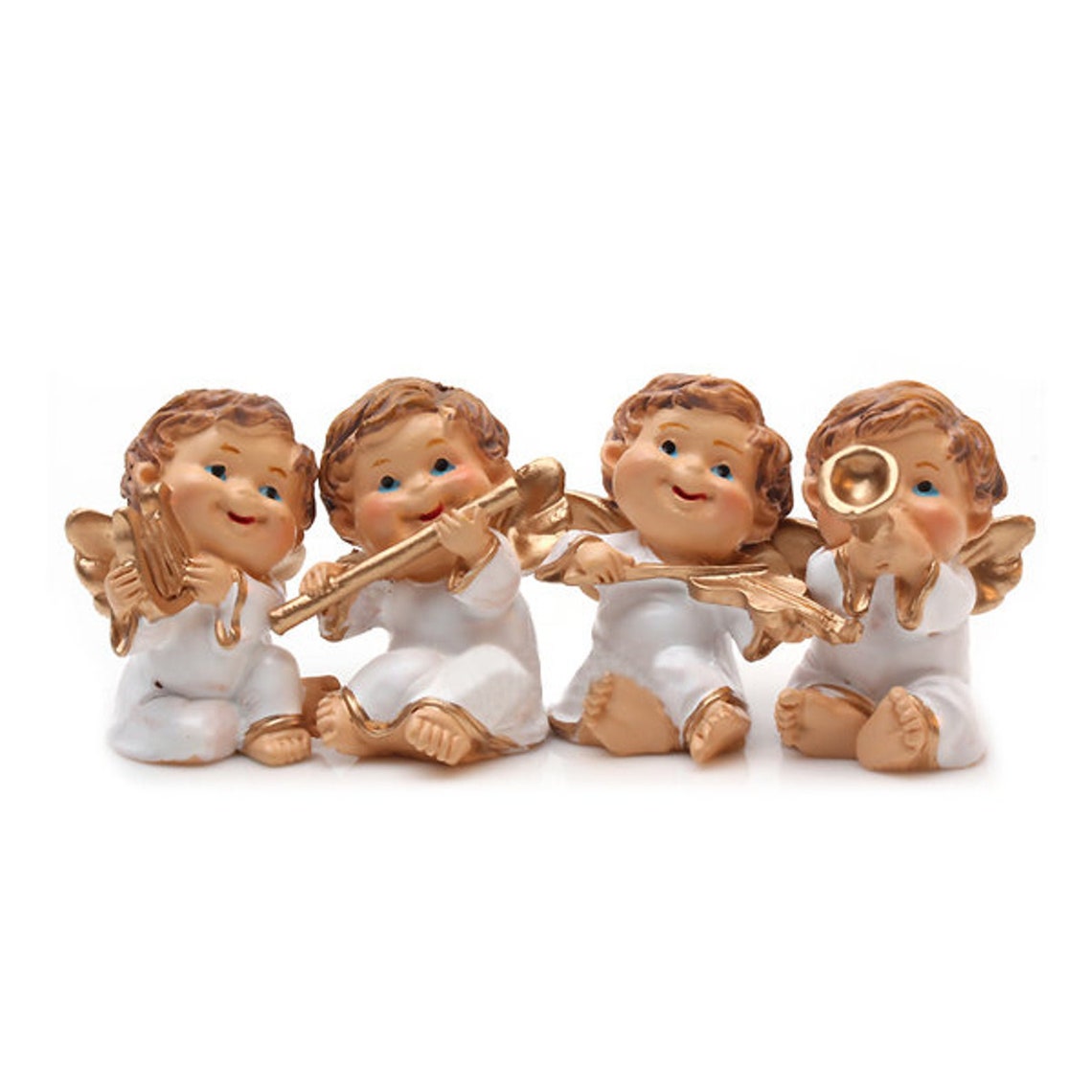 SET of 4 Small Musical Angel Figurine Handmade Sculpture for Etsy