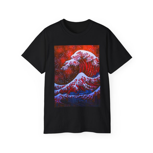 Unisex Ultra Cotton Tee The Great Wave off Kanagawa beach surf surfing skyline t-shirt, mens, his or hers shirts tshirt pop art modern