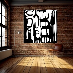 e 10ft Rolled nyc Banksy Graffiti Street Art Huge Gallery Canvas Mid Century wall art Modern Abstract Painting Black White Cubist Cubism image 3