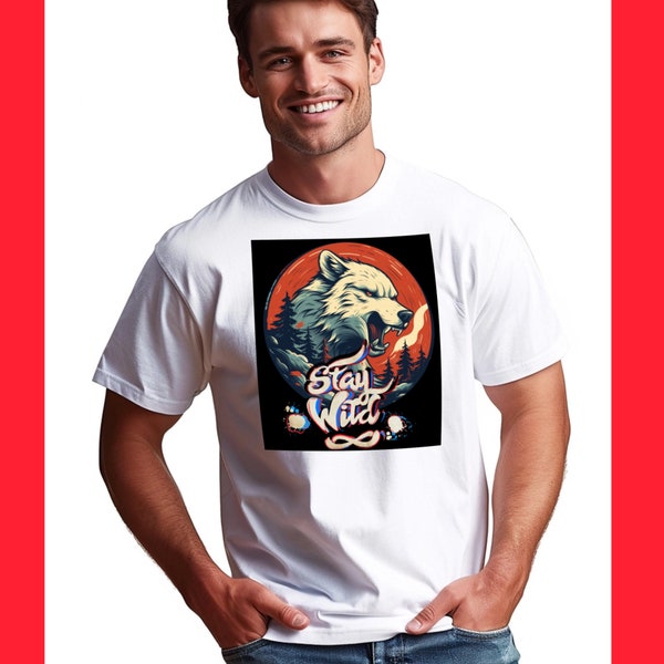 Stay wild animal wolf Vintage tshirts retro tshirt Unisex tshirts for her gift for him clothing shirt apparel gift teen tshirt mens shirt