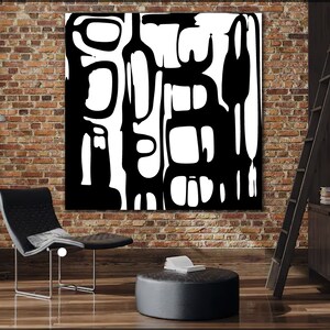 e 10ft Rolled nyc Banksy Graffiti Street Art Huge Gallery Canvas Mid Century wall art Modern Abstract Painting Black White Cubist Cubism image 1