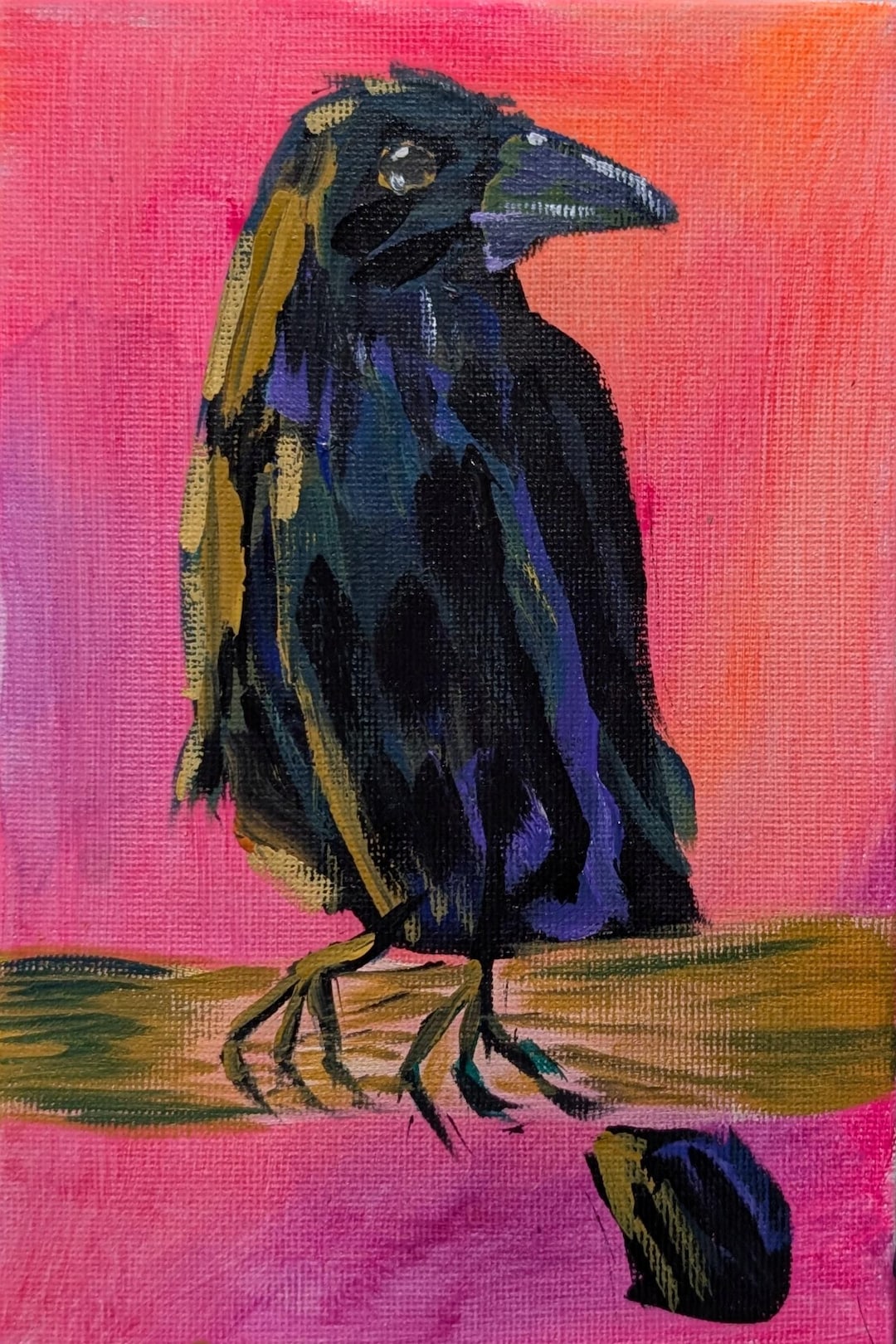 Neon Crow Acrylic Painting - Etsy