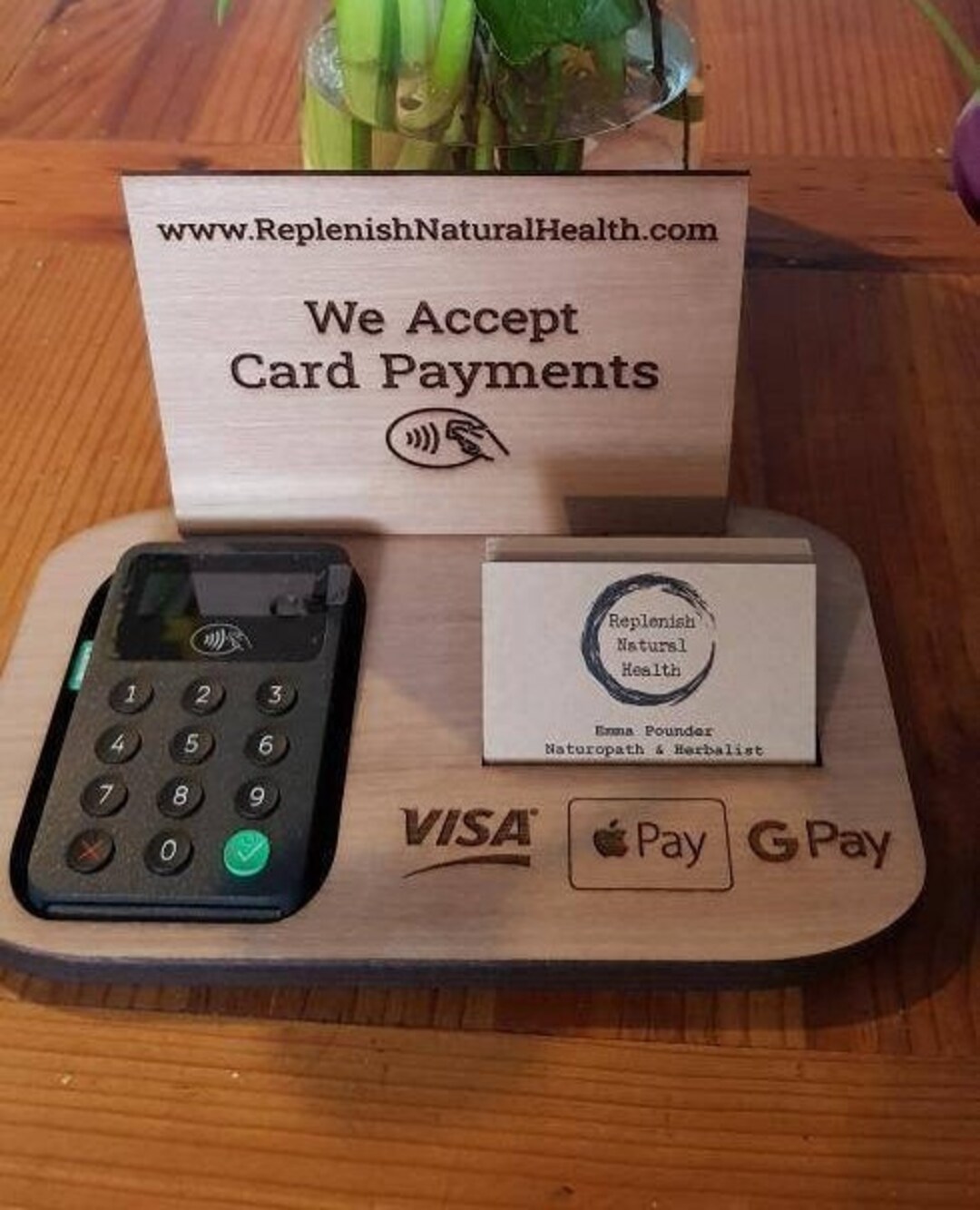 Walnut Card Reader Dock/stand Business Cards Zettle Square Sumup Etsy UK