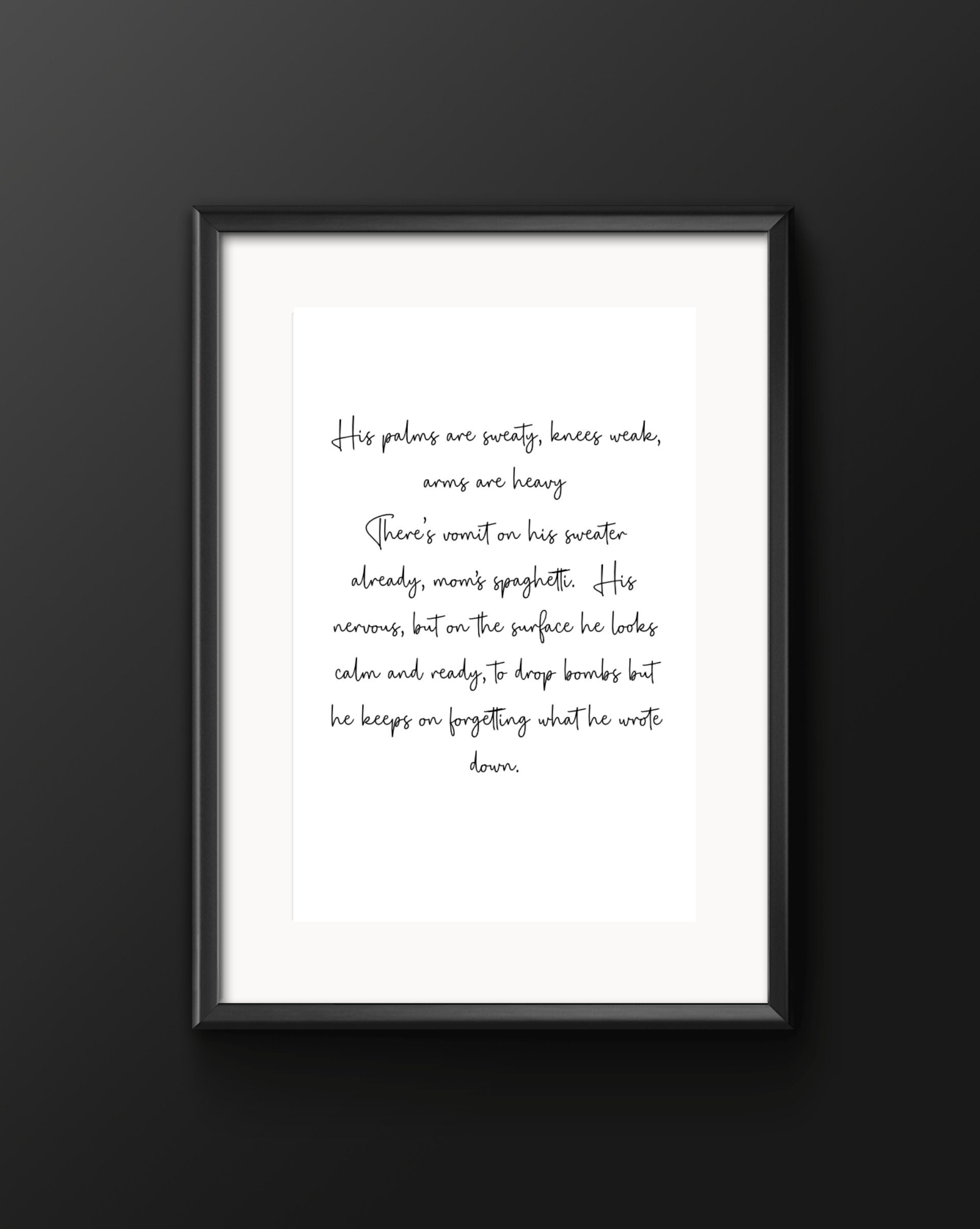 Eminem Mockingbird White Heart Song Lyric Print - Red Heart Print