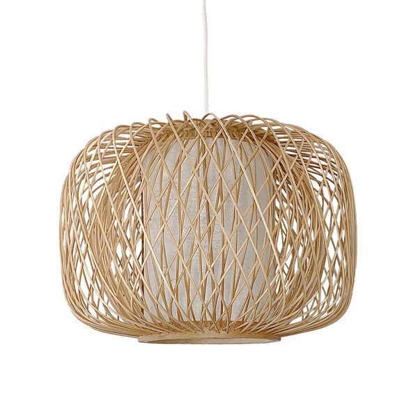 CRAFTIV Lampenschirm Deckenlampe Bambus | Handmade Lampe Boho-Style | Farbe Natur (H 21cm x Ø 30cm)