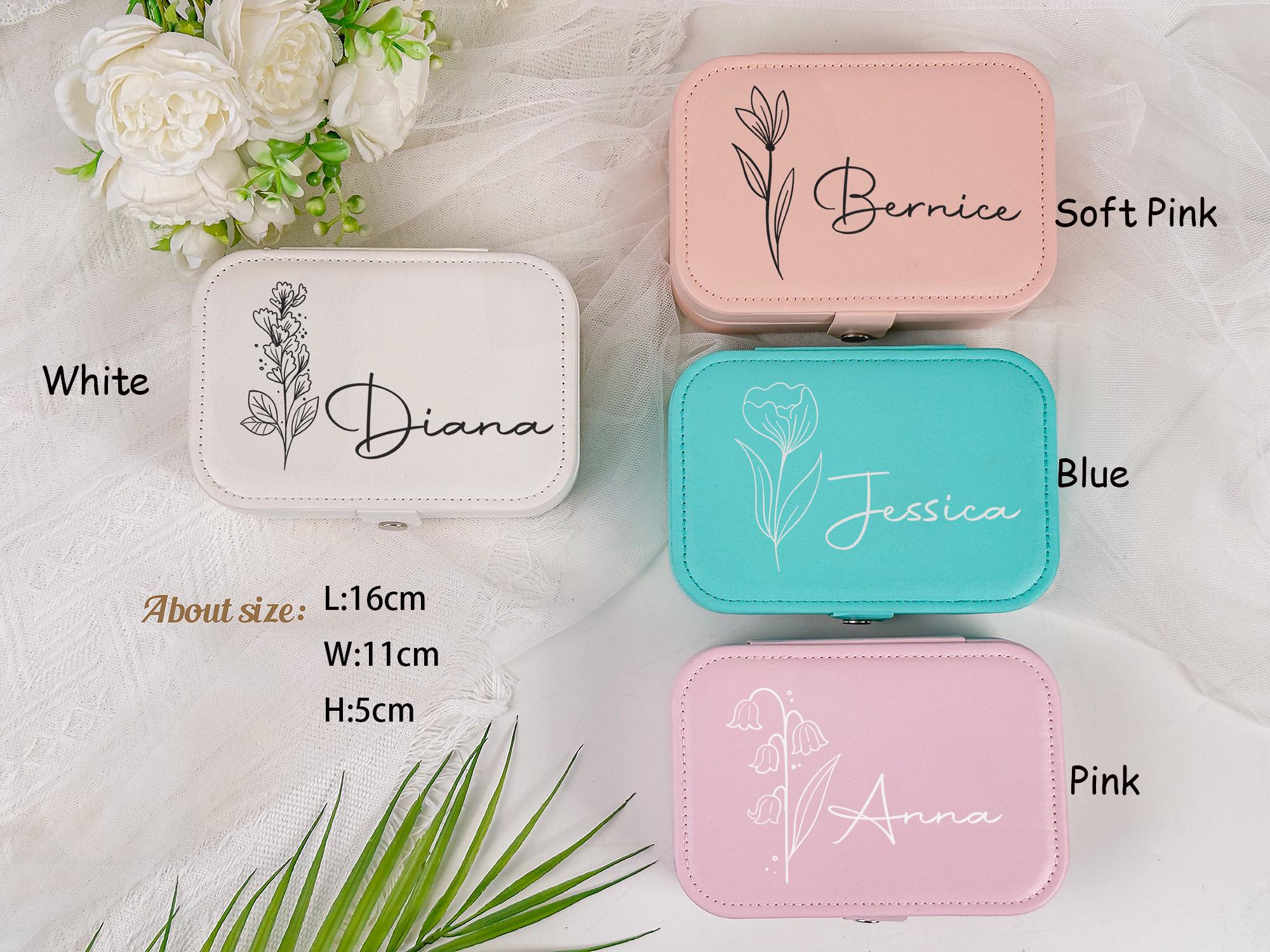 Discover Personalized Jewelry Box with Name, Jewelry Box with Birth Flower,Travel Jewelry Box,Bridesmaid Proposal Gift,Mother's Day Gift,Gift for Her