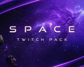 ANIMIERTES Purple SPACE Twitch Pack – 3x animierte Overlays – 1x animierter Übergang – 1x animierter Artwork-Hintergrund – 9x Panels