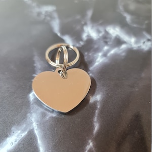 Silver Stainless Steel Heart Tag - 25, 30 or 35mm - Design Your Own - Super High Quality - Laser Engraved - Custom Front & Back.