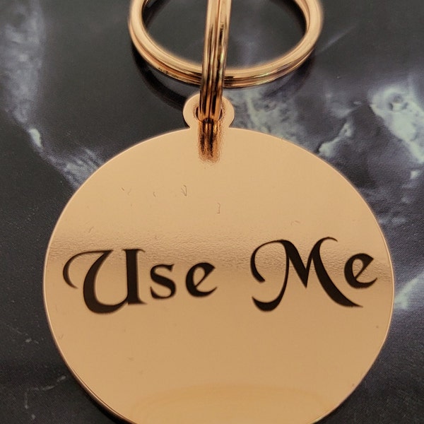 Shiny Rose Gold Round Tag - 25,30 or 35mm - Use Me - Super High Quality - Laser Engraved - Custom Front / Back.