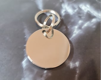 Silver Stainless Steel Round Tag - 25, 30 or 35mm - Design Your Own - Super High Quality - Laser Engraved - Custom Front & Back.