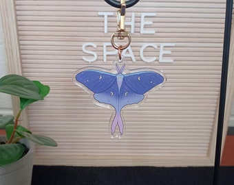 Space Luna Moth Acrylic Keychain Charm | Cute Moth Key Charm | Moth Gift | Gift for Friend | Cute Accessories for Lanyard | Luna Moth | Moth