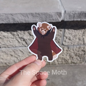 Vampier rode panda waterdichte vinylsticker, sticker vampier, Halloween-sticker, schattige dierensticker, griezelige schattige sticker