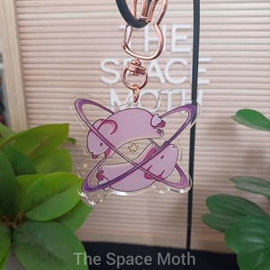 Space Bunnies Acrylic Keychain Charm | Cute Rabbit Key Charm | Bunny Gift | Gift for Friend | Cute Accessories | Space Gift | Lanyard Charm