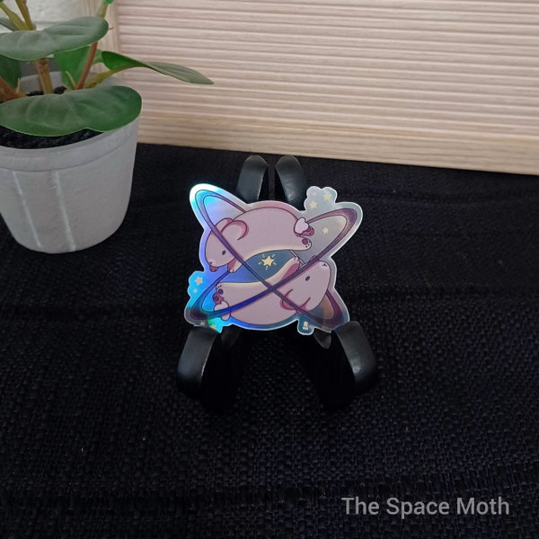 Holographic Space Bunnies Sticker | Waterproof Decal Sticker | Space Sticker | Bunny Gift | Journal Sticker | Holo Waterbottle Sticker |