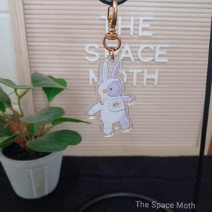 Astronaut Bunny Acrylic Keychain Charm | Cute Rabbit Key Charm | Bunny Gift | Gift for Friend | Cute Accessories | Space Gift | Lanyard