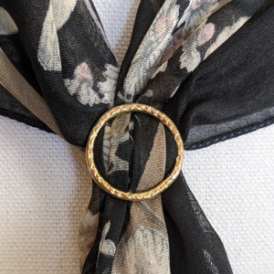 Mini Brass Scarf Ring, .8 Inch Handmade Textured Scarf Buckle, Slide for Square Scarf, Bandana Ring, Neckerchief Slide