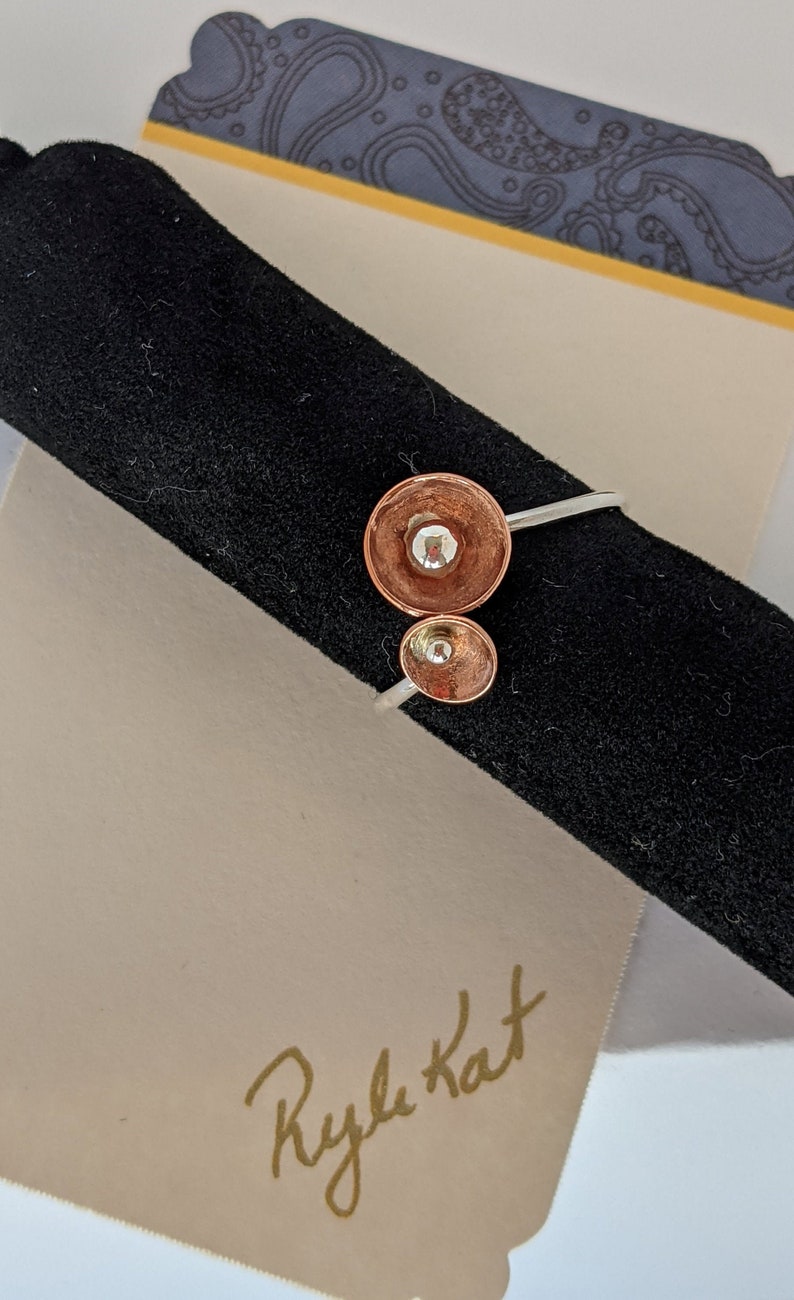 Resizable Silver Ring Adjustable Silver Ring with Copper Elements One Size Fits All Ring