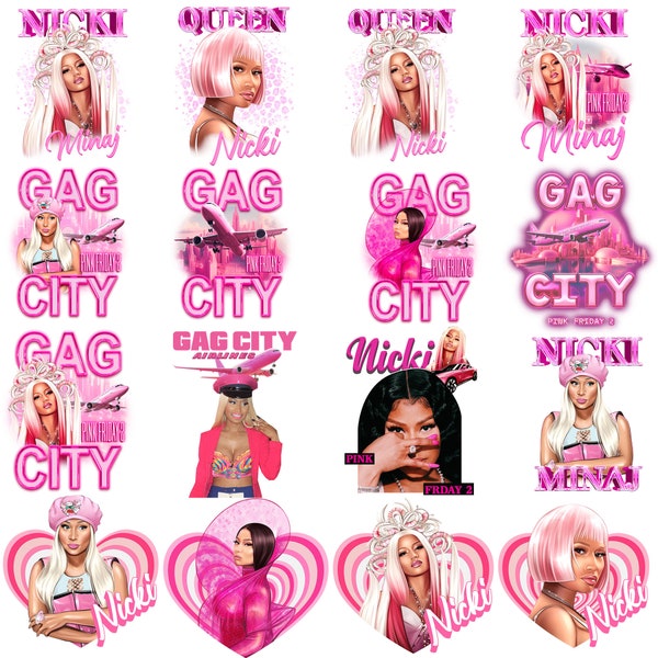 16 Nicki Bootleg Png, Nicki Pink Friday 2 Png, Nicki 2024 Tour Shirt, GAG City Png, kommerzielle Nutzung