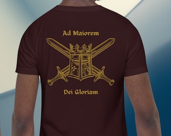 Men&#39;s Ad Maiorem Dei Gloriam T-shirt | For the Greater Glory of God Shirt | Traditional Catholic Men | Gift for Him | Latin Shirt for Men