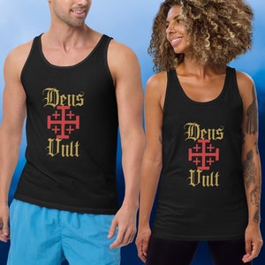 Deus Vult tank shirt for men or women | God willing or God wills it muscle tank | Catholic workout shirt