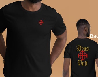 Deus Vult Latin Shirt | God wills it or God willing t-shirt | Catholic shirt for men or women | Catholic Dad gift