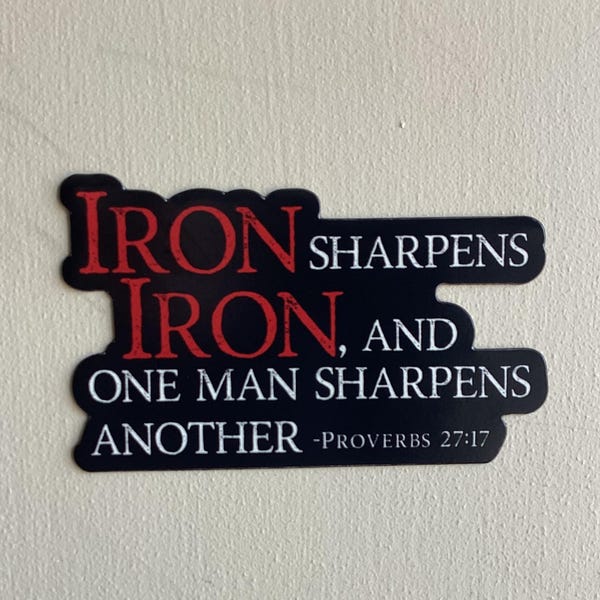 Iron Sharpens Iron Magnet Proverbs 27:17 | Christian Men car or refrigerator magnet | Christian Catholic Mens gift idea