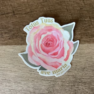 Totus Tuus rose sticker | Catholic Ladies sticker | Ladies Marian sticker | Catholic laptop sticker