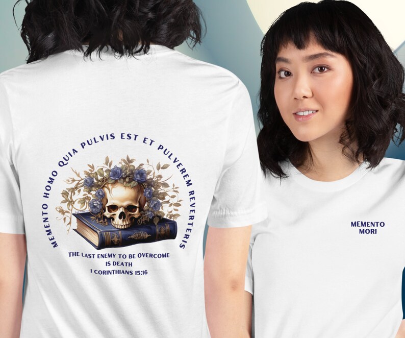 Memento Mori T-Shirt - Ladies Latin Catholic Short sleeve Tee White