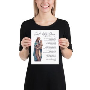 Hail Holy Queen Print | Marian Print | Mother&#39;s Day | Gift for Her | Catholic Art | Blessed Mother | Hail Mary