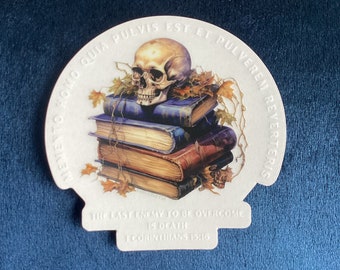 Memento Mori Sticker: Catholic Ash Wednesday, All Souls & Halloween, Clear Vinyl