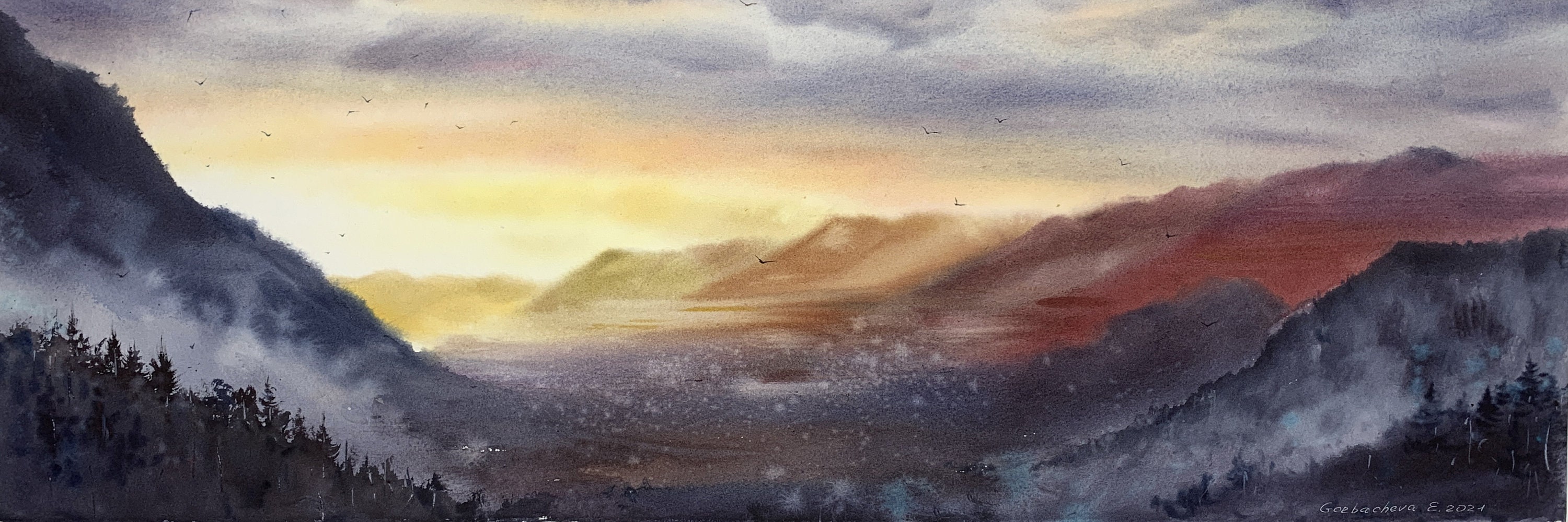 Mountains 7 Set of 2 prints Modern Mountainscape Giclee | Etsy